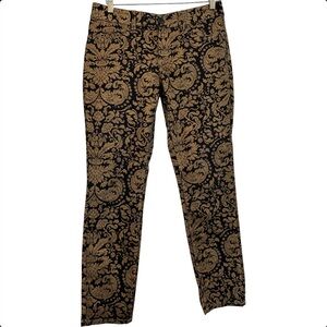 Seven7 Black & Gold Skinny Baroque Pants Size 10
